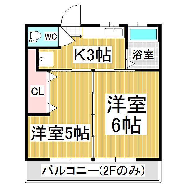 ドミールC ｜長野県塩尻市大字広丘堅石(賃貸アパート2K・2階・29.10㎡)の写真 その2