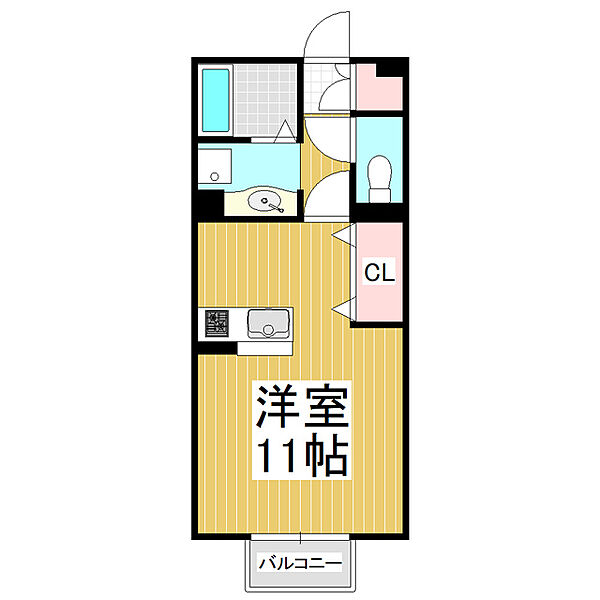 幸ー歩1024　Ｂ ｜長野県塩尻市大字広丘高出(賃貸アパート1R・2階・30.03㎡)の写真 その2