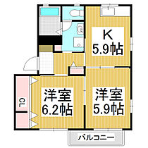 サンライズ杉山Ａ棟  ｜ 長野県松本市大字笹賀（賃貸アパート2K・2階・43.54㎡） その2