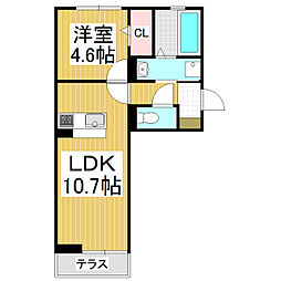 GRAND D-ROOM 堅石 1LDKの間取図画像