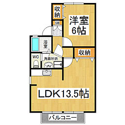 オアシスTAKEA棟 1LDKの間取図画像