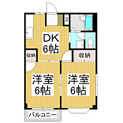 りんごの家A 2DKの間取図画像
