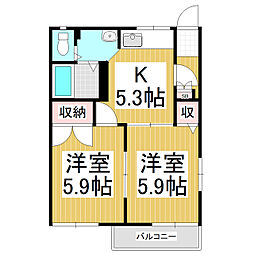 フレグランスリバティA 2Kの間取図画像