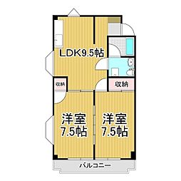 サンヴィレッヂ征矢野 2LDKの間取図画像