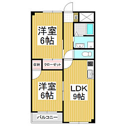 メゾーネDELFI 2DKの間取図画像