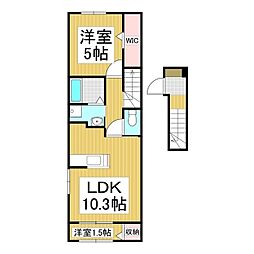 コーポ林II 1LDKの間取図画像