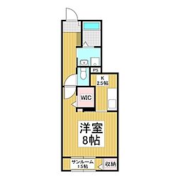 コーポ林II 1Kの間取図画像