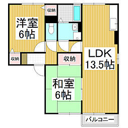 スカイコート野村A 2LDKの間取図画像
