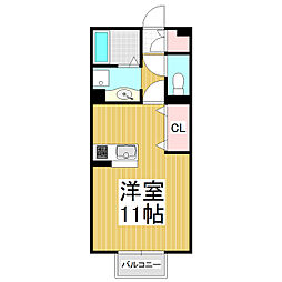 幸一歩1024B ワンルームの間取図画像
