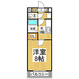 メゾン永 1Kの間取図画像