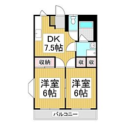 メゾンサンシティー 2DKの間取図画像