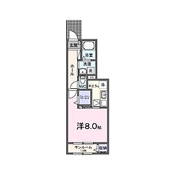 アルバーダ26A 1Kの間取図画像