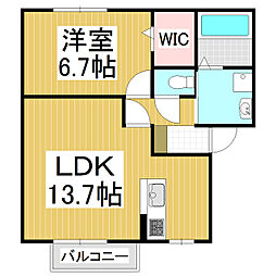 メゾン・ド・リラB 1LDKの間取図画像