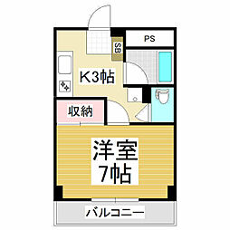 松本ノーサンマンション 1Kの間取図画像