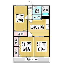 マンションぶなの樹 3DKの間取図画像