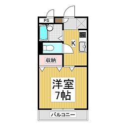 おおみなみアパート 1Kの間取図画像