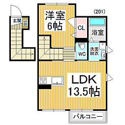 プロヌーブステラ 1LDKの間取図画像