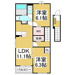 メゾン シュクレ 2LDKの間取図画像