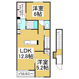 SunnyHillsA 2LDKの間取図画像
