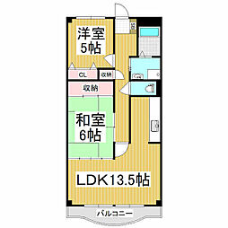 並柳ハイツ 2LDKの間取図画像