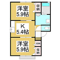 ミレニアム吉澤B棟  ｜ 長野県松本市征矢野2丁目（賃貸アパート2K・2階・42.72㎡） その2