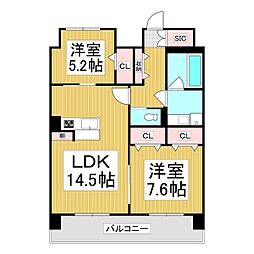 (仮)コンフォーティア広丘吉田III 2LDKの間取図画像