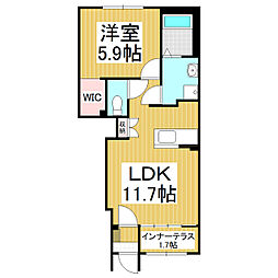 アイリス 1LDKの間取図画像