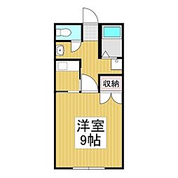 グリーンヒルズA 1Kの間取図画像