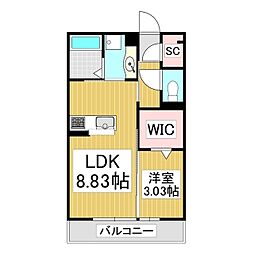 D-room宮田東 1LDKの間取図画像