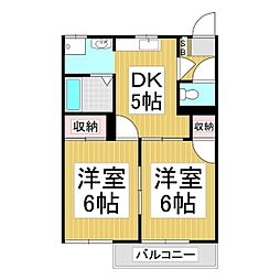 フレグランスハピネスA 2DKの間取図画像