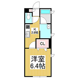 CozyHut江 1Kの間取図画像