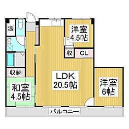 第一双葉マンション 3LDKの間取図画像