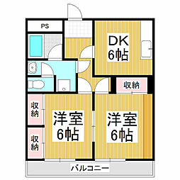 メゾンハナムラ 2DKの間取図画像