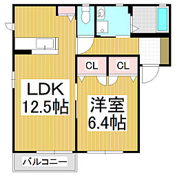 ディアス石芝 1LDKの間取図画像