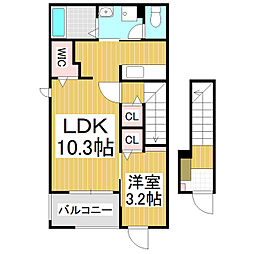 エル・ソラーレ 1LDKの間取図画像