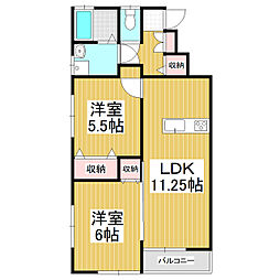 プティ・リヴィエール 2LDKの間取図画像