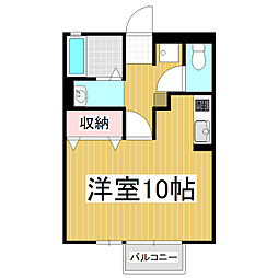 アルテナードM2 ワンルームの間取図画像