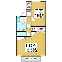 サン・フォレスト小林B 1LDKの間取図画像