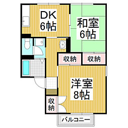 セジュール沢村C 2DKの間取図画像