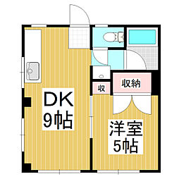 ヴィラ横田 1DKの間取図画像