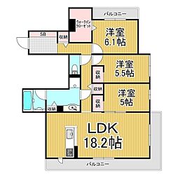 シエル開智 3LDKの間取図画像