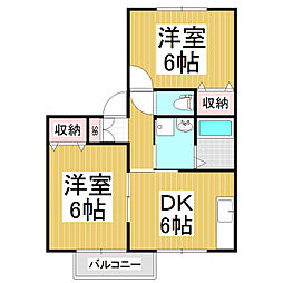 レザン松岡C 2DKの間取図画像