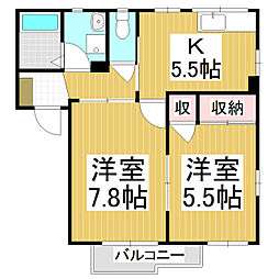 TOWNY城山A 2Kの間取図画像