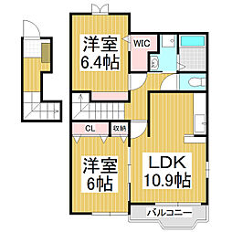 グランウエストA 2LDKの間取図画像