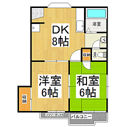フォーブル花水木 2DKの間取図画像