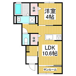 フェリーチェ北大町A 1LDKの間取図画像
