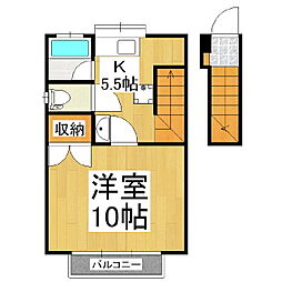 CASAマサキD 1Kの間取図画像