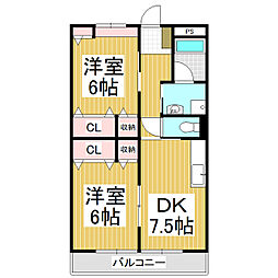 プラムガーデン 2DKの間取図画像