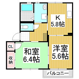 メゾンドシュヴァリエC 2Kの間取図画像