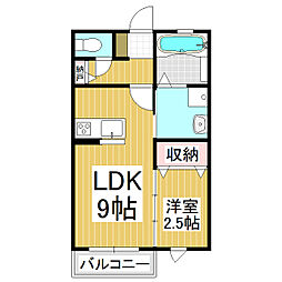 ベルメゾンマッハ1 1LDKの間取図画像